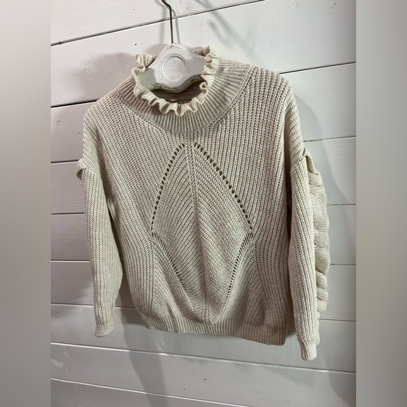📍RINASCIMENTO Ivory Ruffled Knit Sweater – Romantic Texture size S/M - Picture 11 of 15